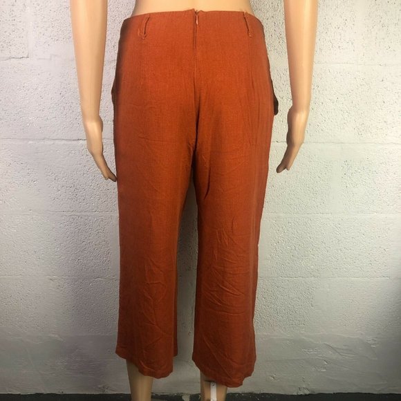 Eight Paris Women's Orange Linen Capri Pants Size M - Picture 3 of 6